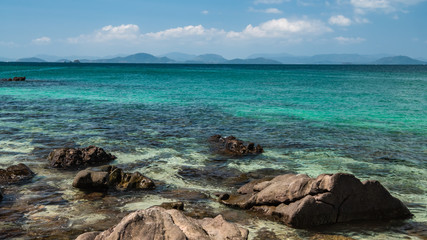 Fototapeta na wymiar Turquoise waters of the calm Andaman sea
