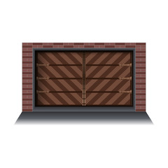Garage door vector icon.Realistic vector icon isolated on white background garage door.
