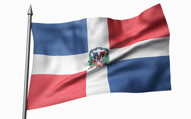 Fototapeta na wymiar 3D Illustration of Flagpole with Dominican Republic Flag