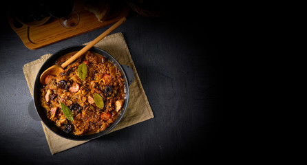 A real Polish 'Bigos,'after an old recipe with dried plums and wine.