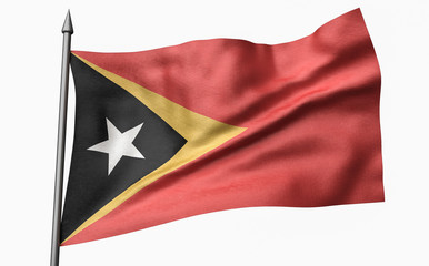 3D Illustration of Flagpole with East Timor Flag