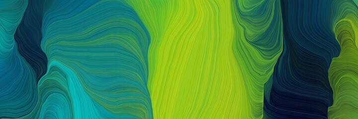 motion decorative waves header design with sea green, yellow green and very dark blue colors