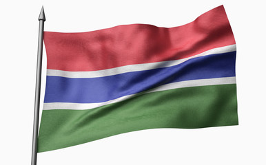 3D Illustration of Flagpole with Gambia Flag