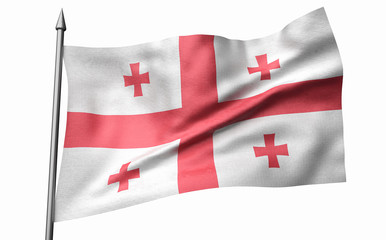 3D Illustration of Flagpole with Georgia Flag