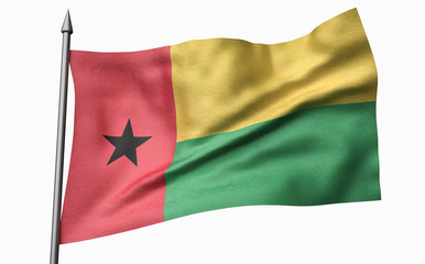 3D Illustration of Flagpole with Guinea-Bissau Flag