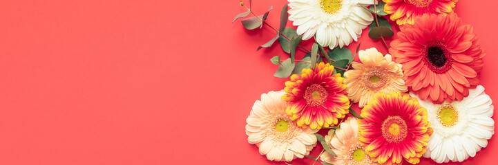 Happy Mother's Day, Women's Day, Valentine's Day or Birthday Living Coral and Lush Lava Banner....