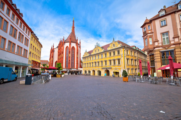 Old town of Wurzburg church and square architecture view