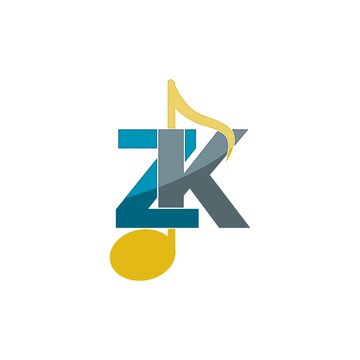 Simple Combination of Initial Letter ZK Logo Design Isolated on White Background