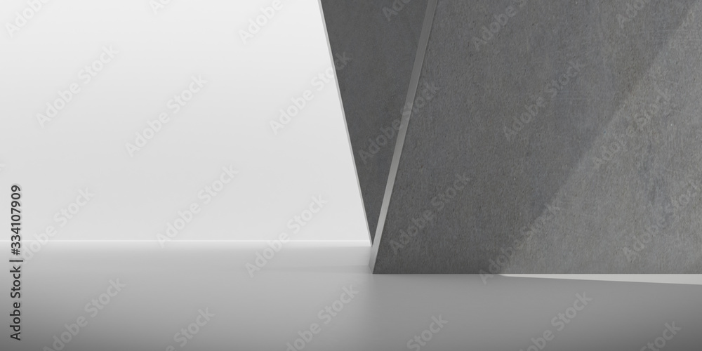 Poster abstract of concrete space with sun light cast the shadow on the wall ,geometric structure, museum s
