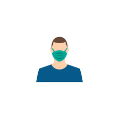 man face in a medical protective mask. Quarantine. covid 2019 coronavirus