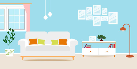 Living room interior vector design 
