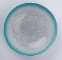 colorful ceramic plate on white background