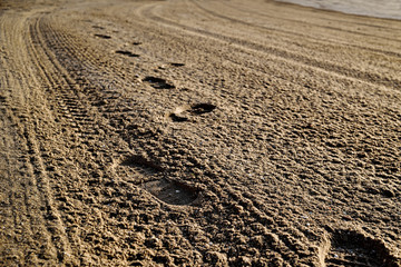 Cullera, Valencia, Spain: 02.08.2018; The footprint on the beach