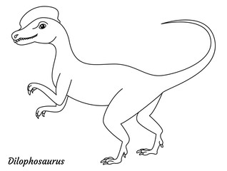 Obraz na płótnie Canvas Coloring page outline Dilophosaurus dinosaur. Vector illustration