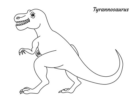 Coloring page outline Tyrannosaurus dinosaur. Vector illustration