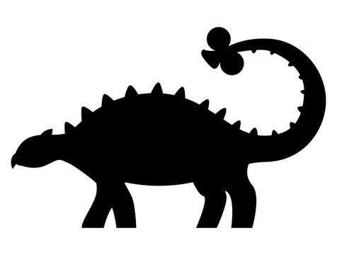 Euoplocephalus dinosaur silhouette isolated on white background.