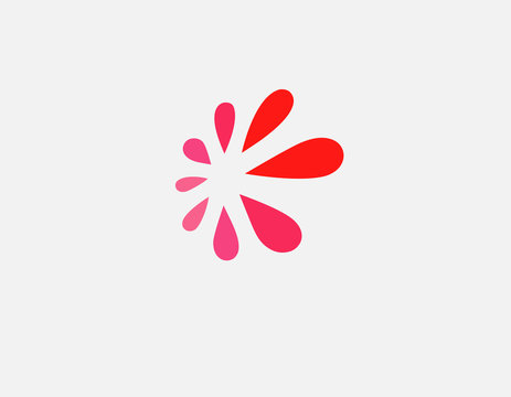 Creative bright logo icon pattern of red elements in the form of a drop in a circle an abstract flower for your company