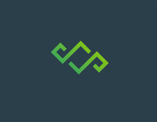 Fototapeta premium Creative green linear logo icon abstract geometric line pattern for your company