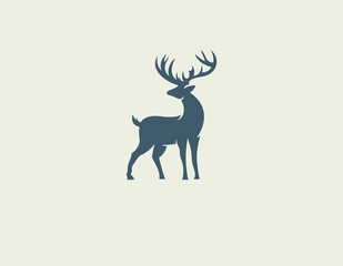 Abstract logo icon deer silhouette with big horns for your company