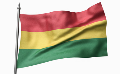 3D Illustration of Flagpole with Bolivia Flag