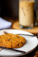 chocolate chip cookies and cup of coffee