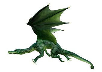 Fototapeta premium 3D Rendering Fairy Tale Dragon on White