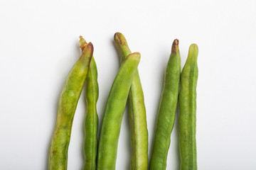 Yard long bean, A bunch of freshly picked cowpea isolated on white