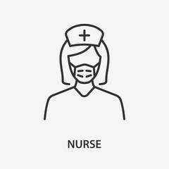 Nurse line icon on white background.
