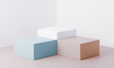 Clean product pedestal or podium, gold frame, memorial board, abstract minimal concept, blank space, clean design, luxury mockup. 3d render 