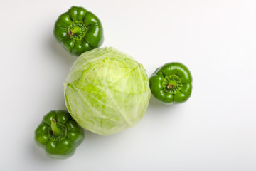 green cabbage isolated on white background