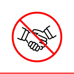 No handshake vector icon, protection coronavirus symbol. Safe life sign