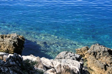 Fototapeta na wymiar clear blue sea , Vale Skura beach, Losinj, Croatia