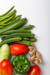 Close up of various colorful raw vegetables