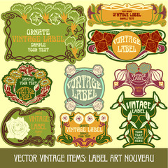 Vintage items label with flowers art vector