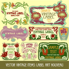 Vintage items label with flowers art vector