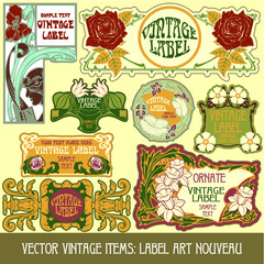 Vintage items label with flowers art vector