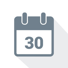 simple calendar icon 30 on white background vector illustration EPS10
