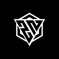 ZN logo monogram with triangle and hexagon shape combination