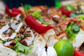 Fresh street food closeup .