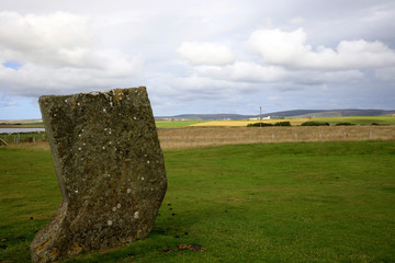 Stennessl - Orkney (Scotland), UK - August 06, 2018: Standing Stones of Stenness, Neolithic...