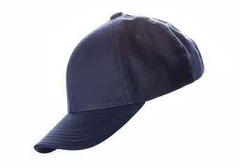 Dark navy blue baseball cap, men's fashion, isolated on a white background, product picture
