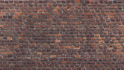 Full frame image of the original old red brick wall. High resolution seamless texture for 3d models, background, poster etc. Copy space. Loft, grunge, vintage, industrial style