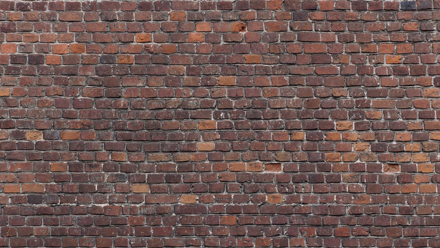 Fototapeta Full frame image of the original old red brick wall. High resolution seamless texture for 3d models, background, poster etc. Copy space. Loft, grunge, vintage, industrial style
