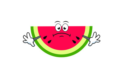 Obraz premium Illustration Vector of watermelon cartoon character flat design Perfect for T Shirt design,logo,sticker