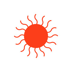 Flat sun Icon. Summer pictogram. Sunlight symbol. Stock Vector illustration isolated on white background.