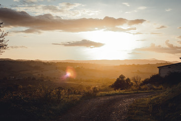 Sunrise from the landscape of Tuscany