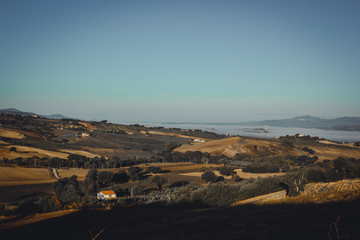 aerial view of the city at sunset, Tuscany, italy