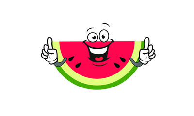 Illustration Vector of watermelon cartoon character flat design Perfect for T Shirt design,logo,sticker