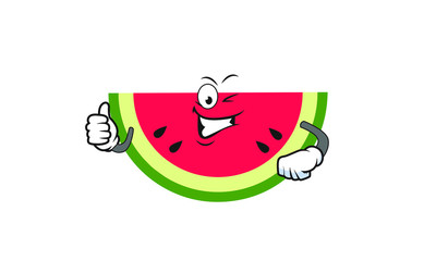 Illustration Vector of watermelon cartoon character flat design Perfect for T Shirt design,logo,sticker