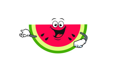 Illustration Vector of watermelon cartoon character flat design Perfect for T Shirt design,logo,sticker